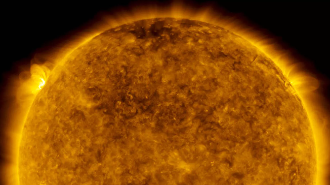 Photo of the Sun with solar flares