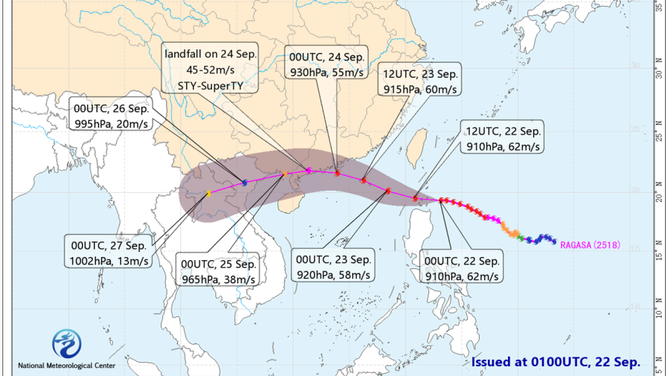 Super Typhoon Ragasa track