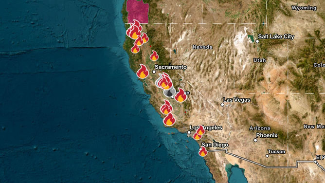 Cal Fire wildfire map from 9/6/2025