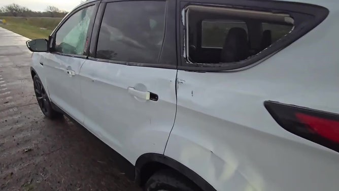 Car damaged by hail in Nebraska