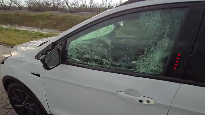 Car damaged by hail in Nebraska