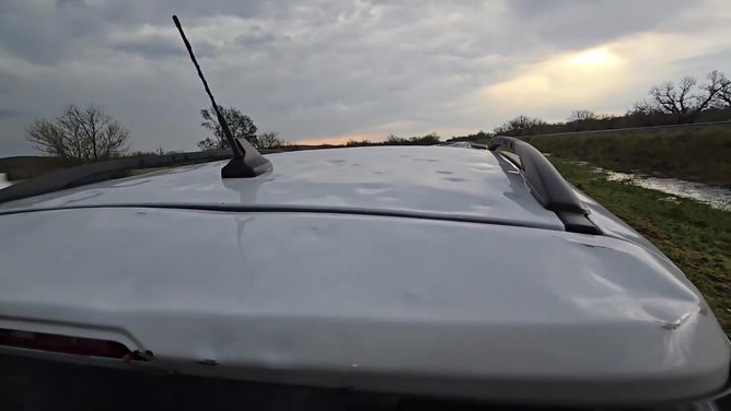 Car damaged by hail in Nebraska