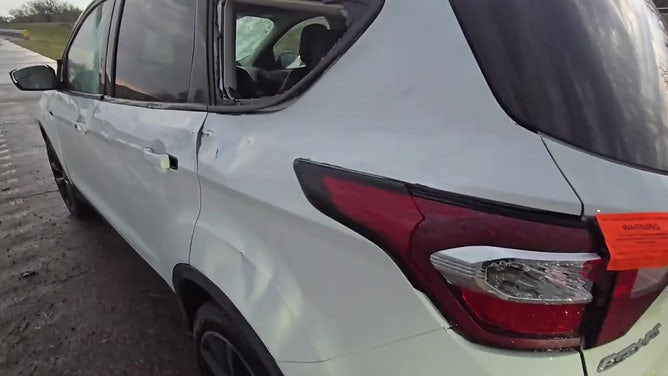 Car damaged by hail in Nebraska