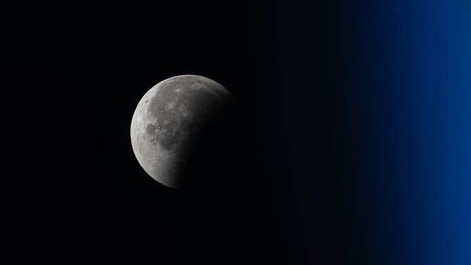 A partial eclipse seen from the International Space Station in Sept. 2025.