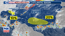 Areas to watch for tropical development highlighted near Florida, central tropical Atlantic