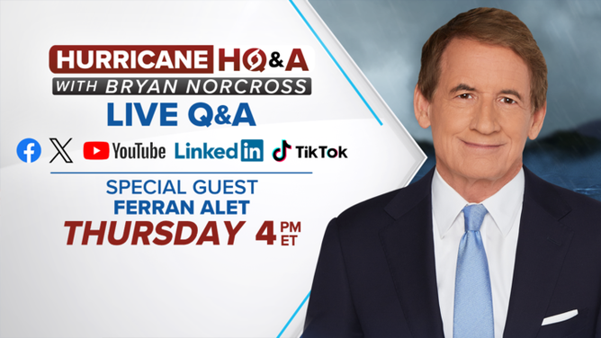 FOX Weather Hurricane Specialist Bryan Norcross' special guest will be Ferran Alet, a Senior Research Scientist at Google DeepMind.