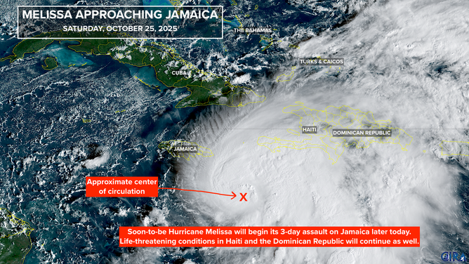 Melissa approaches Jamaica.