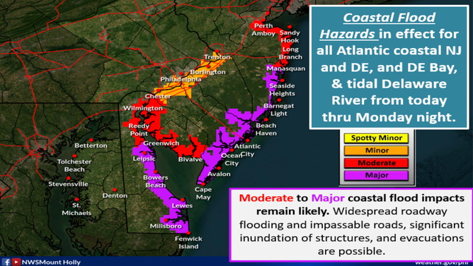 This graphic shows coastal flood hazards.