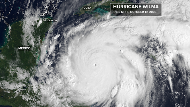 This satellite image shows Hurricane Wilma on Oct. 19, 2005.