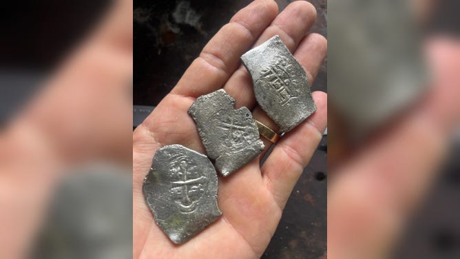 Some of the silver coins after being conserved.