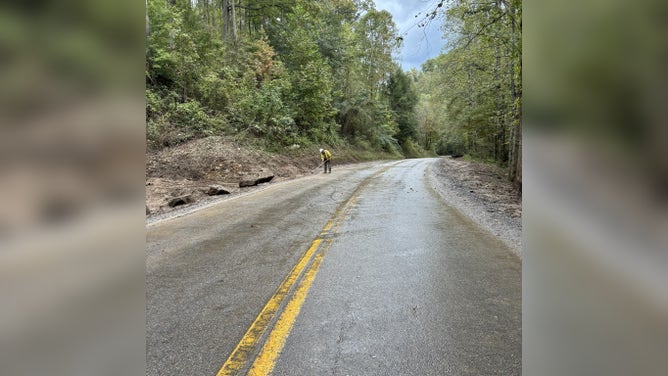 Photo shows the cleared Gatlinburg Bypass following a landslide on Sept. 27, 2025.