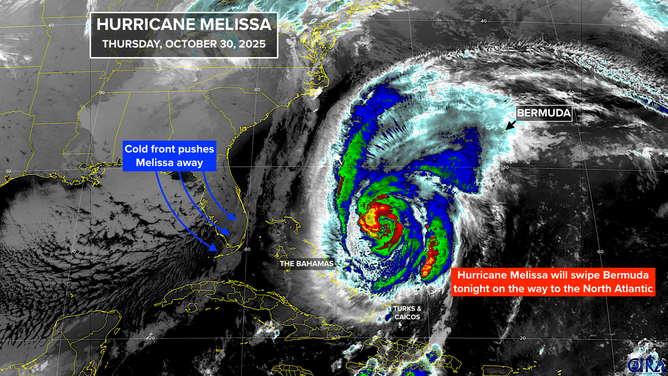 This satellite image shows Hurricane Melissa on Oct. 30, 2025.