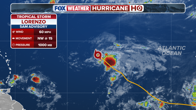 Statistics on Tropical Storm Lorenzo in the Atlantic.
