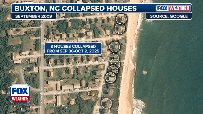 Numerous homes along North Carolina's Outer Banks have collapsed into the Atlantic Ocean.