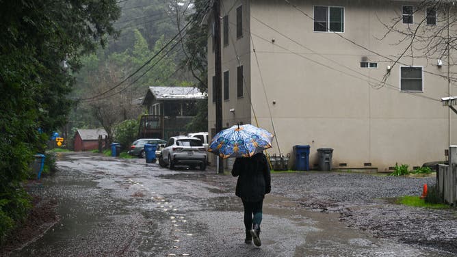 in Guerneville of Sonoma County, California, United States on February 6, 2025 as an atmospheric river hits Northern California.