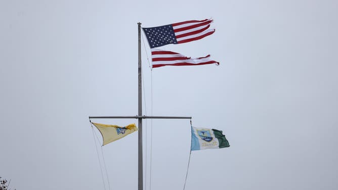 AVALON, NEW JERSEY - OCTOBER 12: A powerful nor'easter brings coastal flooding to the Jersey Shore on Sunday afternoon, with high tide sending water over docks and into streets in Avalon, New Jersey, United States on October 12, 2025. Strong winds and heavy surf caused dangerous conditions along the coast as officials urged residents to avoid flooded areas. (Photo by Lokman Vural Elibol/Anadolu via Getty Images)