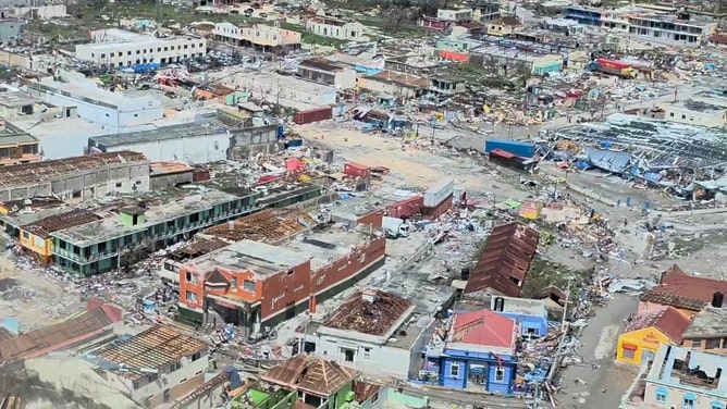 This screen grab from an aerial video shows damaged buildings and structures in St. Elizabeth Parish, Jamaica, on October 29, 2025, after Hurricane Melissa tore through the island. Hurricane Melissa ripped up trees and knocked out power after making landfall in Jamaica on October 28, 2025 as one of the most powerful hurricanes on record, inundating the island nation with rains that threaten flash floods and landslides. (Photo by AFP VIDEOGRAPHICS / AFP) (Photo by AFP VIDEOGRAPHICS/AFP via Getty Images)