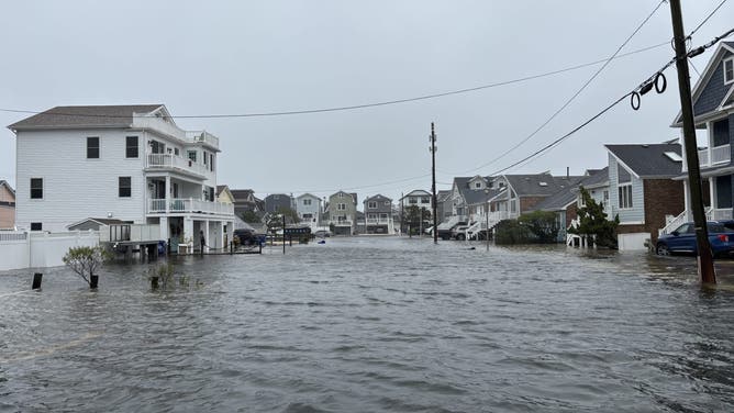 Flooding in Manasquan, New Jersey during the nor'easter on Monday, Oct. 13, 2025.