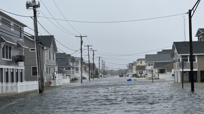 Flooding in Manasquan, New Jersey during the nor'easter on Monday, Oct. 13, 2025.
