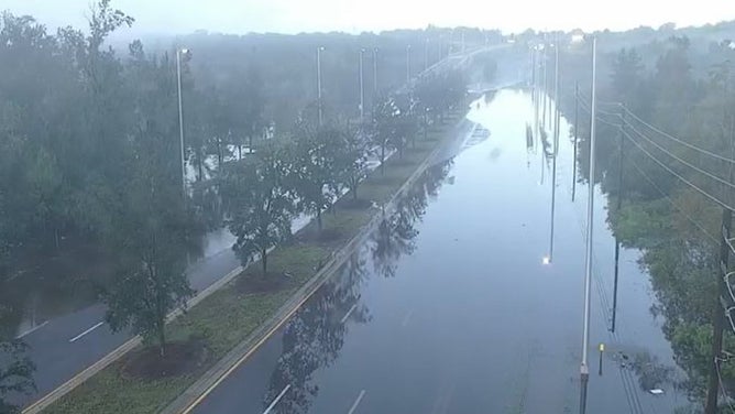 Residual flooding from Flash Flood Emergency near Sanford, Florida.