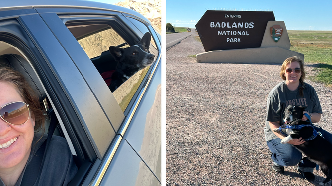 Babcock and Opie on their road trip home to California.
