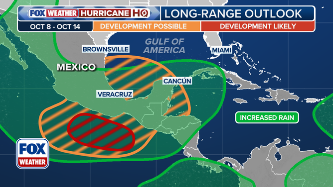 This graphic shows the long range tropical weather outlook in Central America.