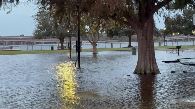 Flooding in New Bern, North Carolina on Oct. 10, 2025.