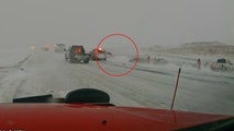 Dashcam: First responders leap out of reckless driver's way during North Dakota blizzard