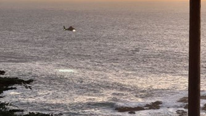 U.S. Coast Guard search for missing man after being swept into the ocean in California.