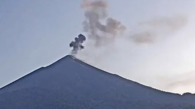 Daytime shot of Volcan de Fuego erupting on Friday.