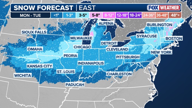 Snow forecast projection for the East