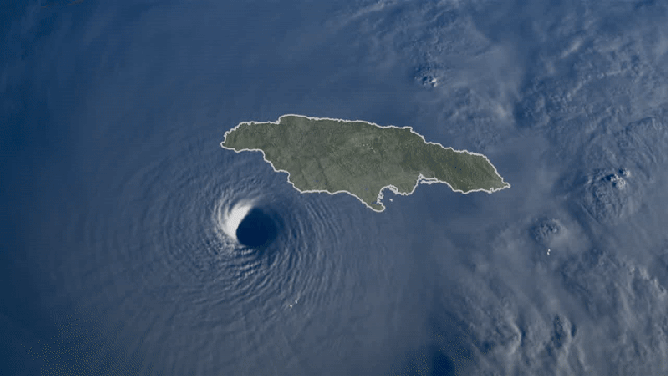 This animated satellite image provides a look at catastrophic Category 5 Hurricane Melissa as it approached Jamaica.