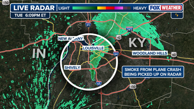 Smoke from the plane crash as seen on radar. 