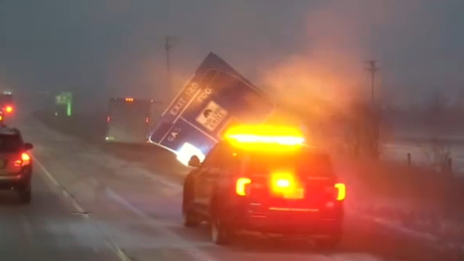 Crashes seen on Interstate 43 in Sheboygan, Wisconsin Wednesday.
