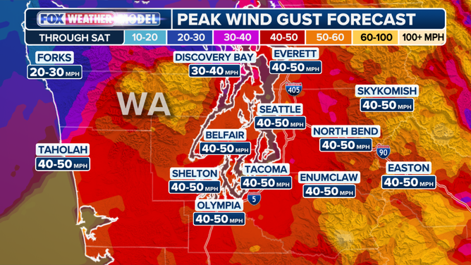 Seattle Area Wind Gusts