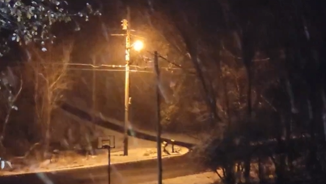 Snow coats a local driveway in Bristol, Tennessee Monday evening.