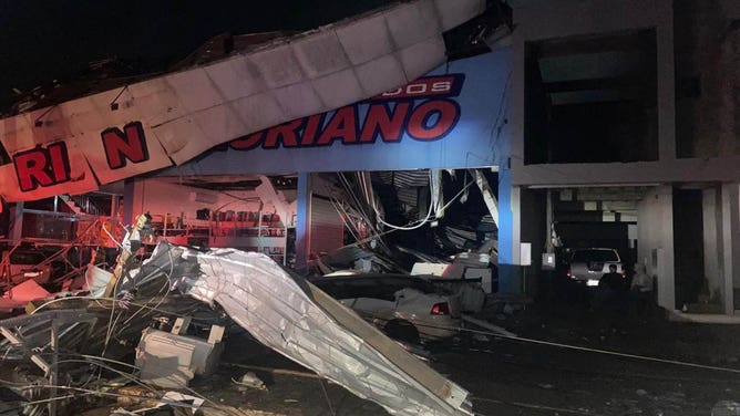Damage from the tornado in Brazil.