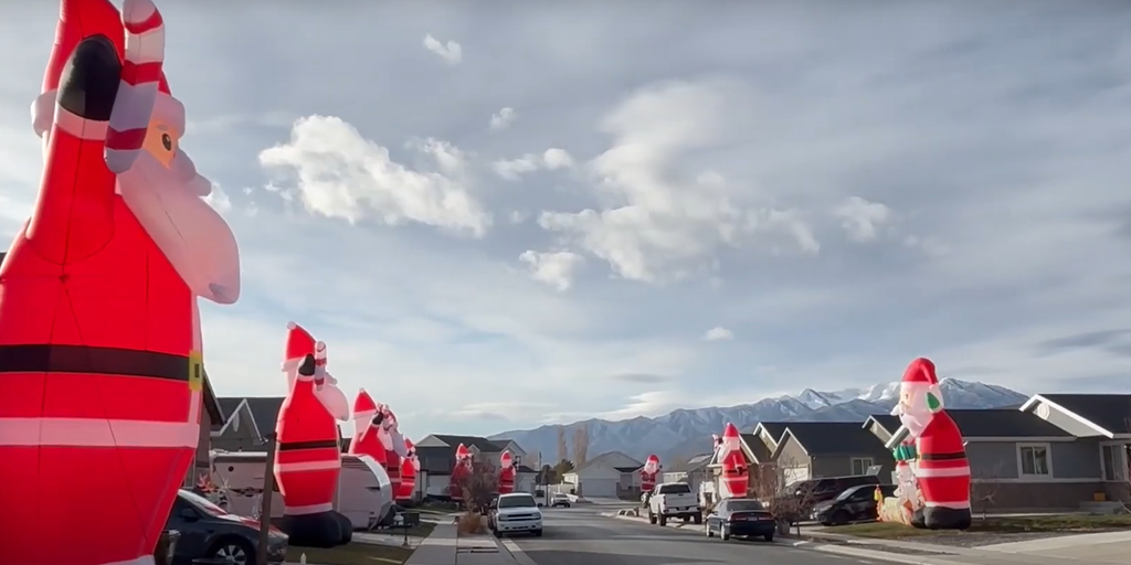 See It: Massive Christmas inflatable decorations take over Utah neighborhood