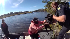 Must watch: Stranded French bulldog rescued from river