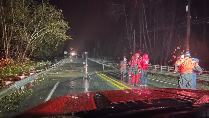 Snoqualmie River flooding in Duvall, Washington in King County.