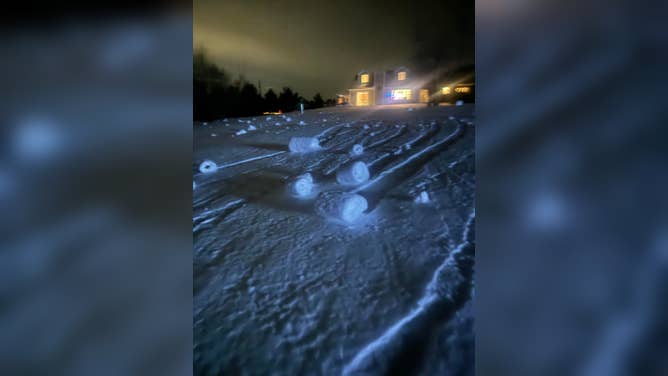 Snow rollers can form on a hill.