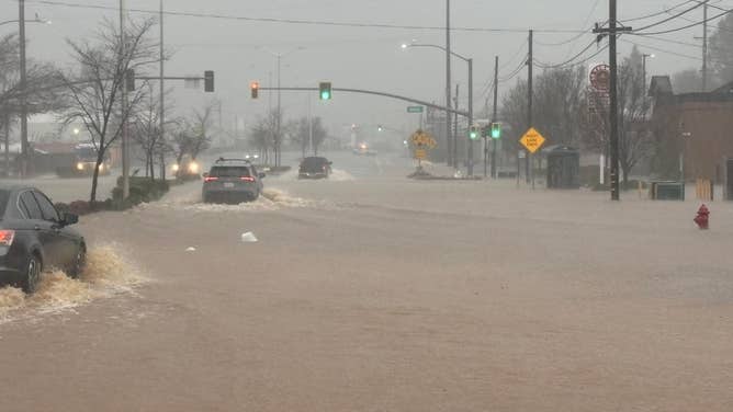 Flooding in Redding, California on Sunday, Dec. 21, 2025.
