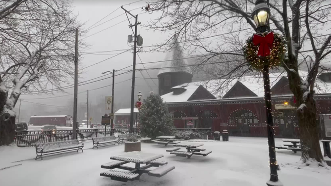 Snow across Jim Thorpe, Pennsylvania on Tuesday, Dec. 2, 2025.