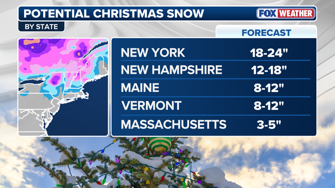 Northeast expected Christmas snow totals