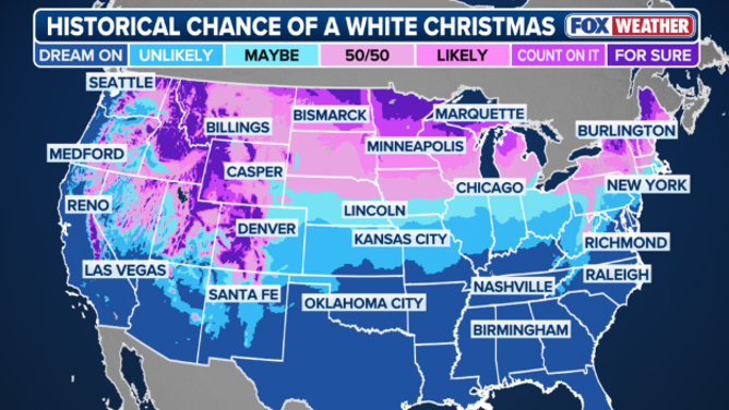 Historical Chance of White Christmas Outlook