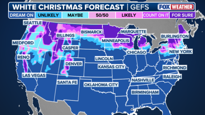 GFS White Christmas Forecast Outlook
