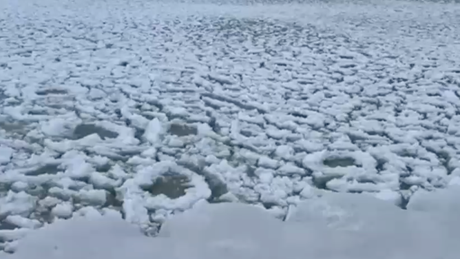 Ice pancakes across the surface of Lake Michigan Dec. 15.