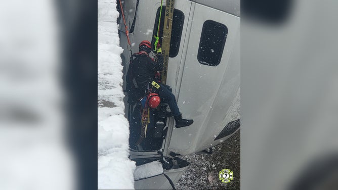 Teays Valley Fire responded to a frightening rescue involving a semi-truck that crashed off the side of a bridge amid intense winter weather.
