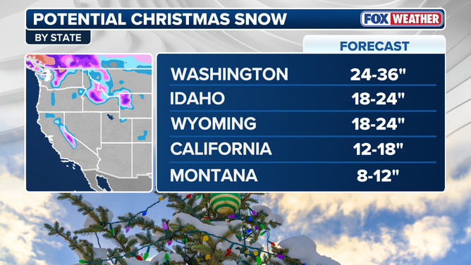 Western U.S. expected Christmas snow totals