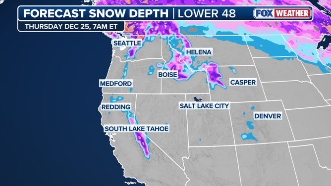 Snow depth forecast for the Western potion of the U.S.